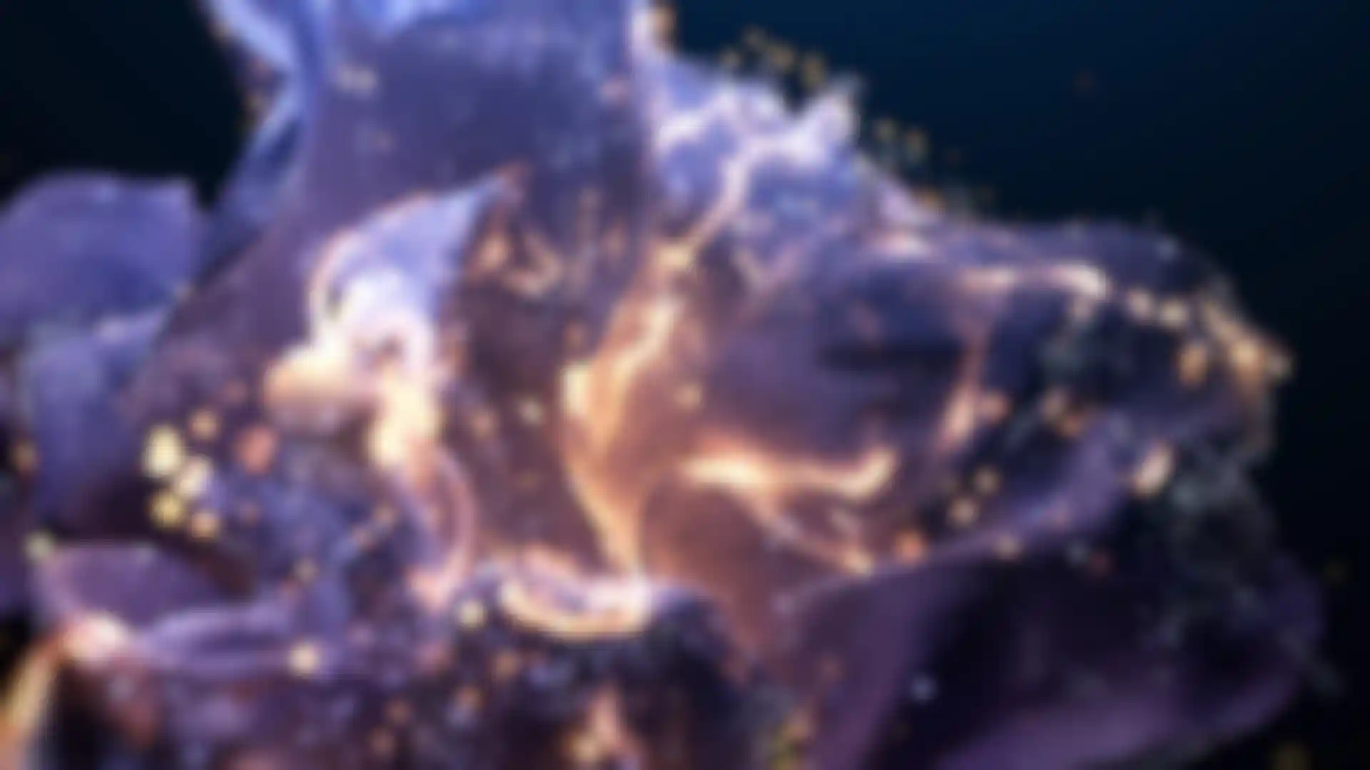 3D animated abstract flower with glowing light particles and fluid motion effects