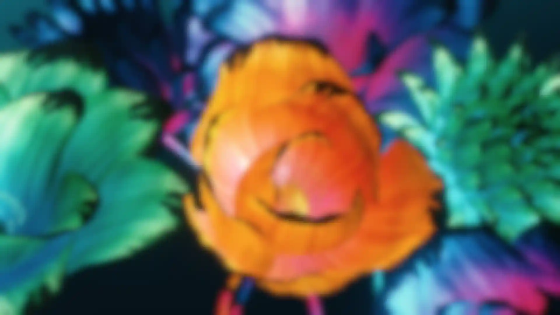 3D animation of vibrant abstract flowers with glowing colors and dynamic effects