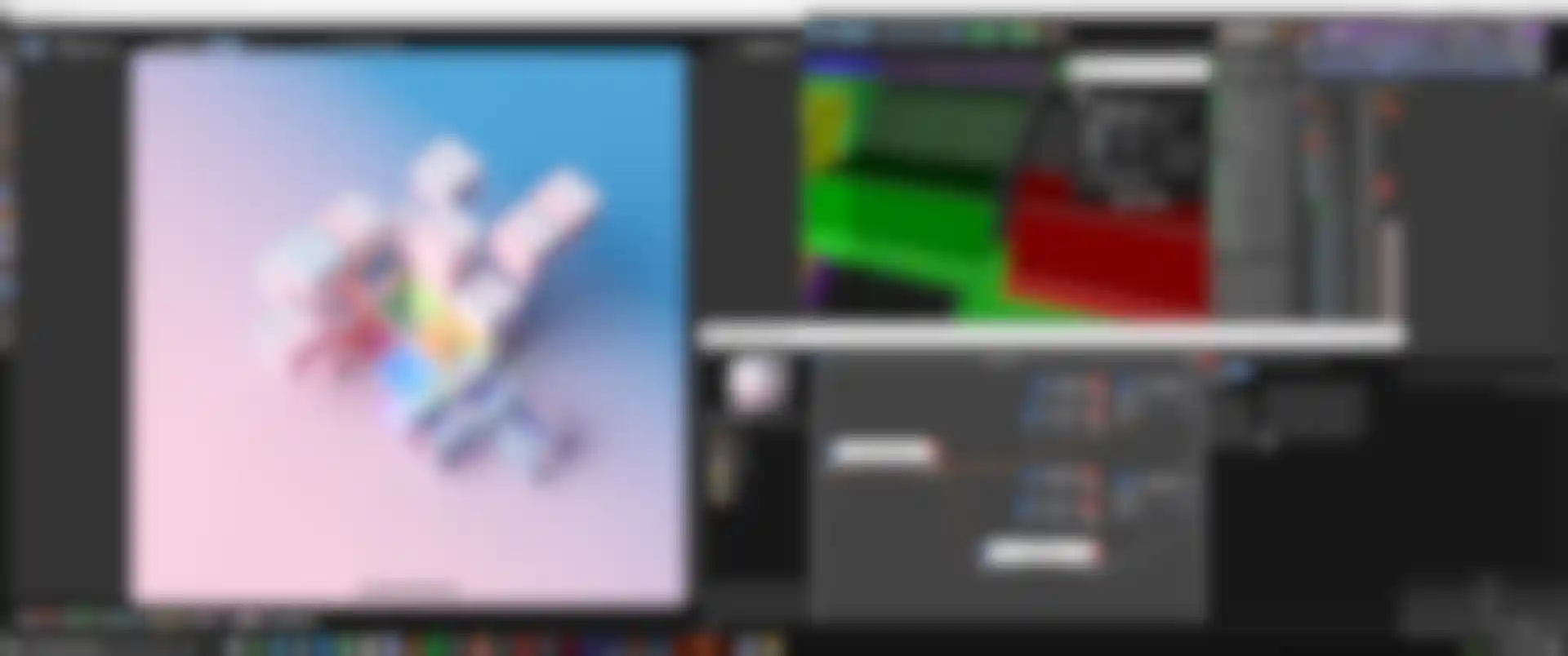 3D geometric shapes within a Redshift software workflow, demonstrating high rendering performance and efficiency.