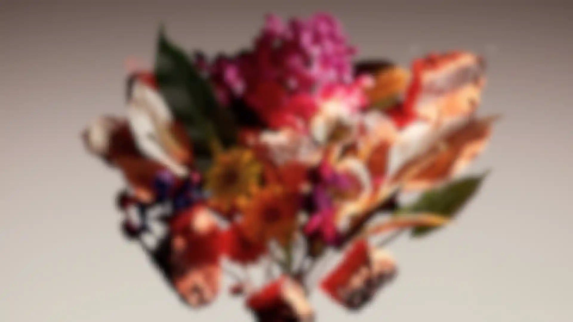 A photorealistic 3D rendering of a colorful flower bouquet, created with the Redshift render engine